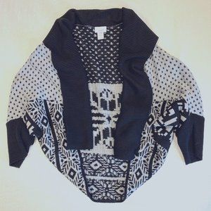 Cocoon grey & black sweater with shawl collar 18